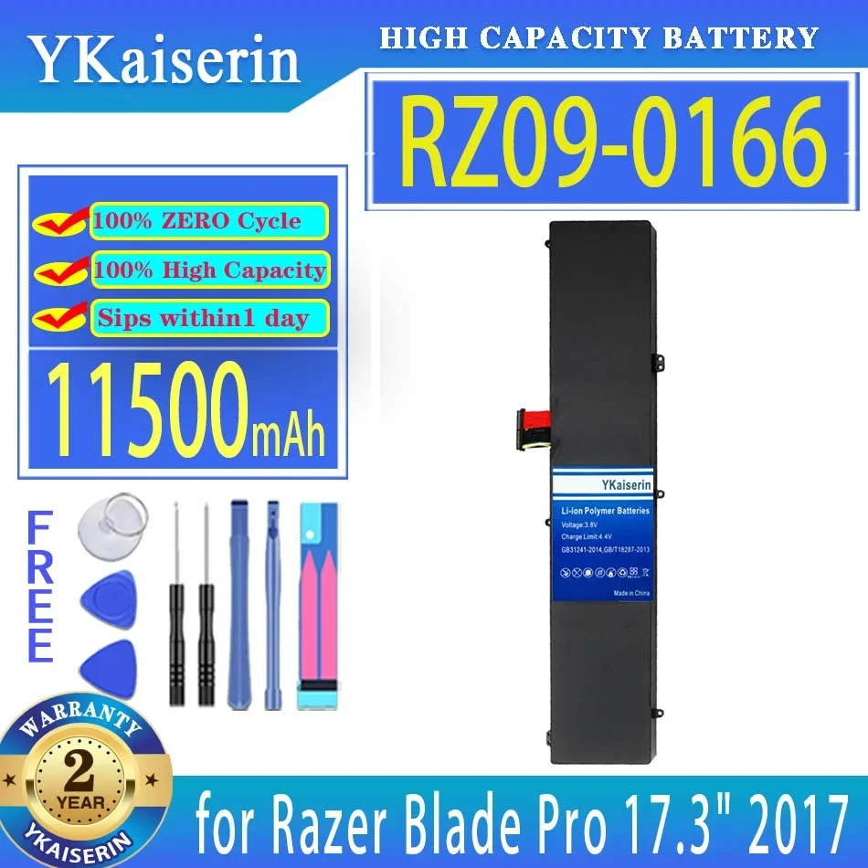 

YKaiserin Battery RZ09-0166 11500mAh for Razer Blade Pro 17.3" 2017 RZ09-01663E52 RZ09-01662E53-R3U1 RZ09-01663E53-R3U1 Bateria