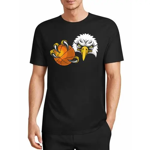 The Bold American Cartoon Style Creates a Hardcore Team Identity, with Ferocious Beasts and Eagle Symbols Blending with Basketball, Infusing the Passionate Spirit of the Court into Every Training and Game. Loose-Fitting Short-Sleeved Top with Black Background