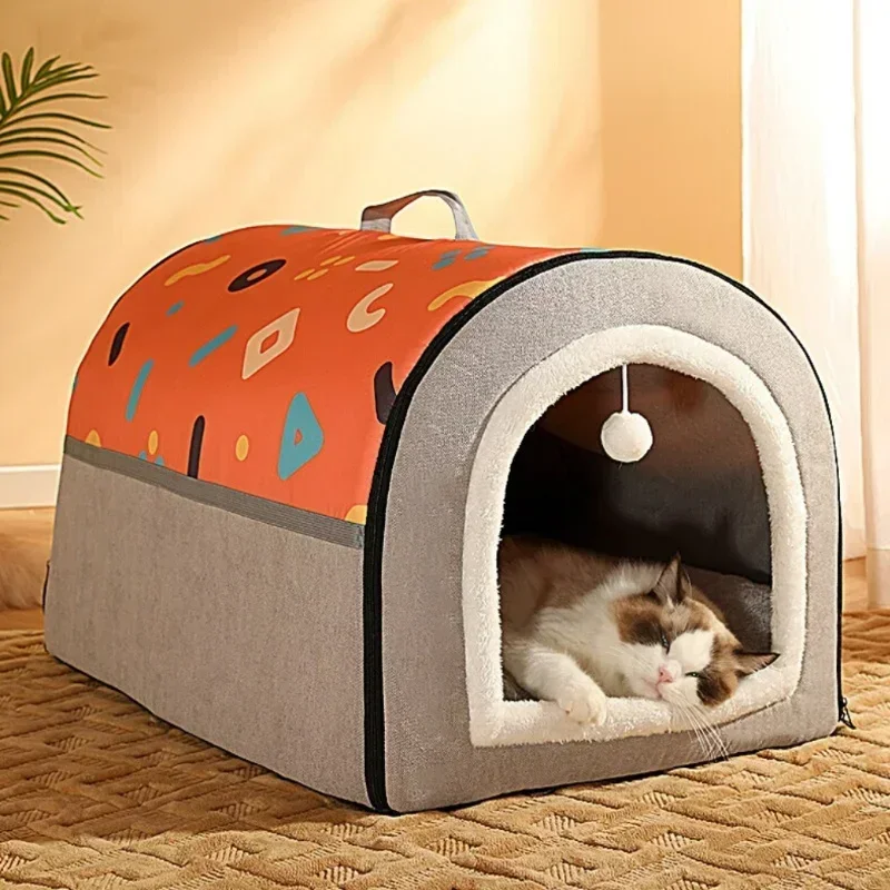 Cat's Nest Winter Warm Closed Removable Washable Winter Cat Mattress Kennel Four Seasons Universal Circulation Renewable Warmth