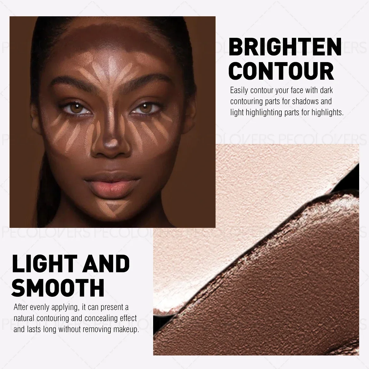 قطعة واحدة من عصا تسليط الضوء على كونتور، تسليط الضوء على الوجه، تشكيل كونتور الوجه، أداة مكياج يومية أساسية ثلاثية الأبعاد