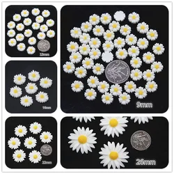 9mm/13mm/16mm/22mm/26mm White Daisy Resin Flower Flatback Cabochon DIY Jewelry Phone Decoration
