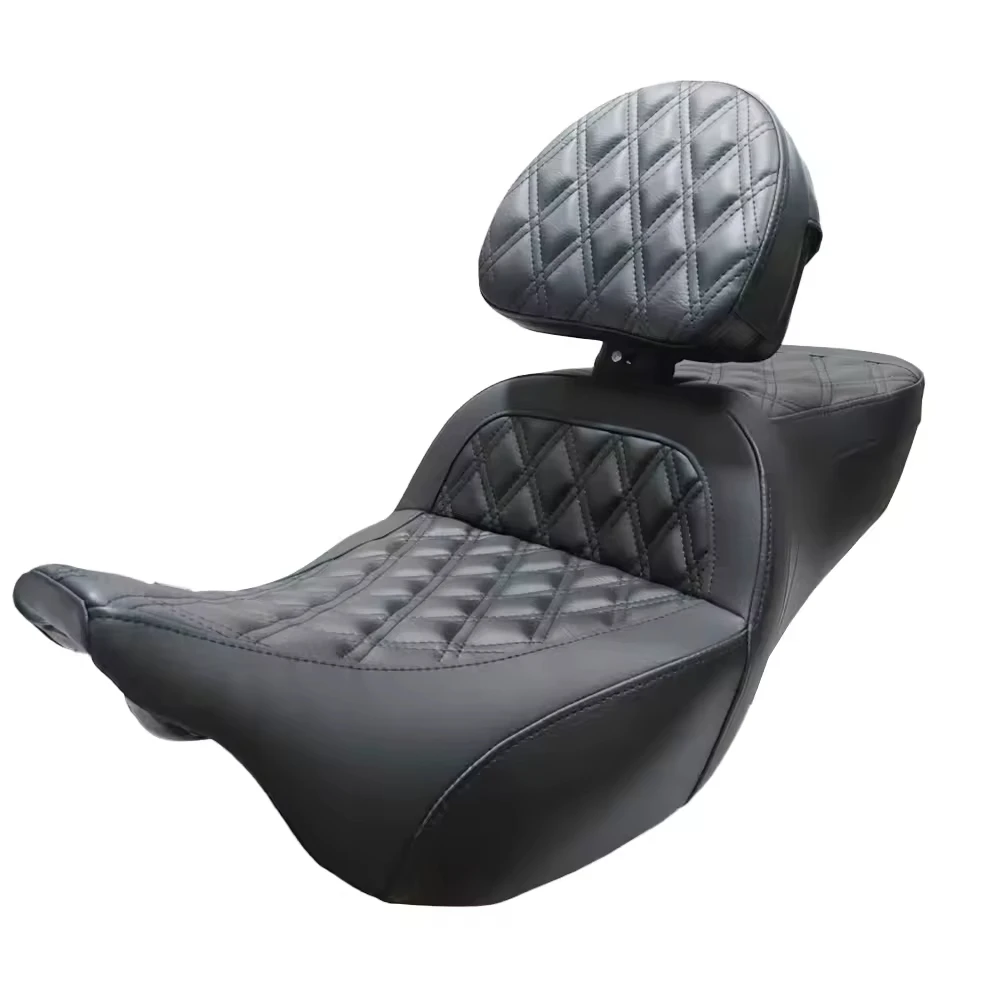 

For Station Wagon 2008-2023 Motorcycle Replacement PU Leather Seat Adjustable Backrest Double Gel Inner Cushion