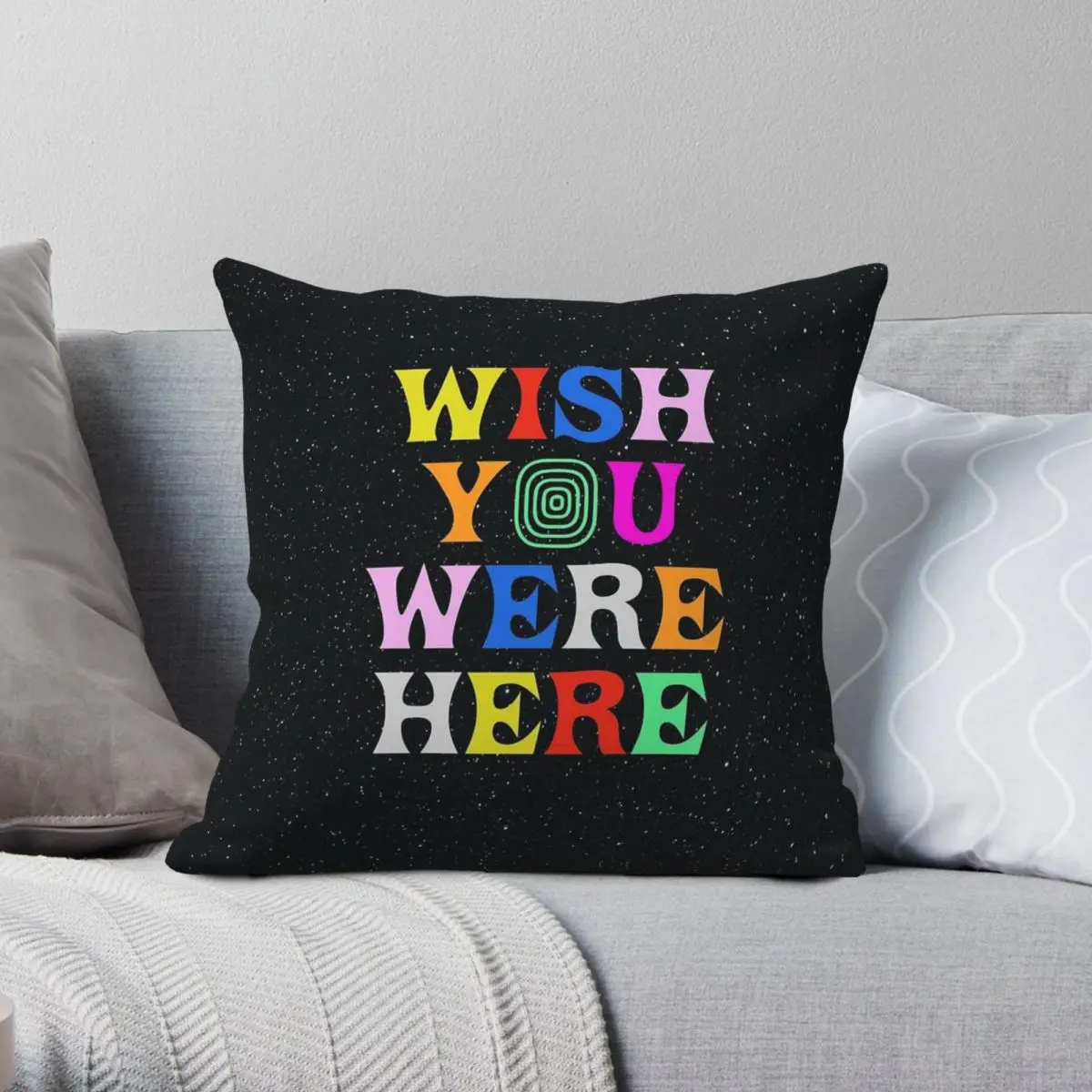 Wish You Were Here Square Pillowcase Polyester Linen Velvet Creative Zip Decor Home Cushion Cover