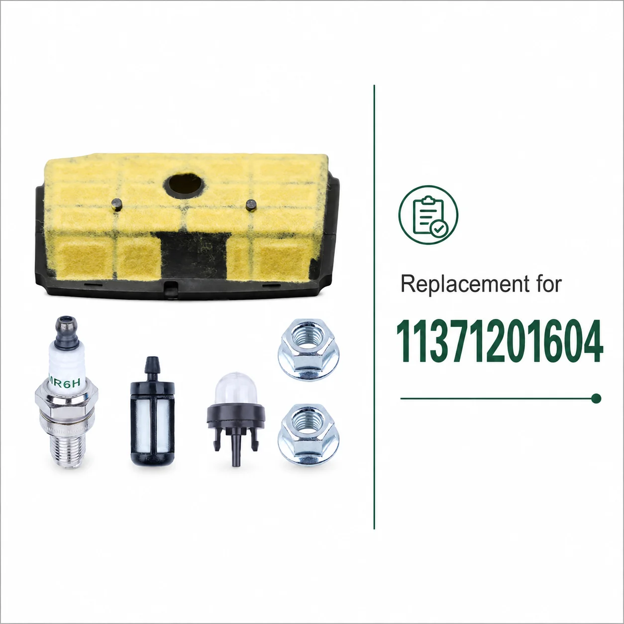 Air Filter Tune Up Kit w/ Primer Bulb Spark Plug Fuel Filter Bar Nuts for Stihl MS193T MS194T Chainsaw 1137 120 1604 41303506200
