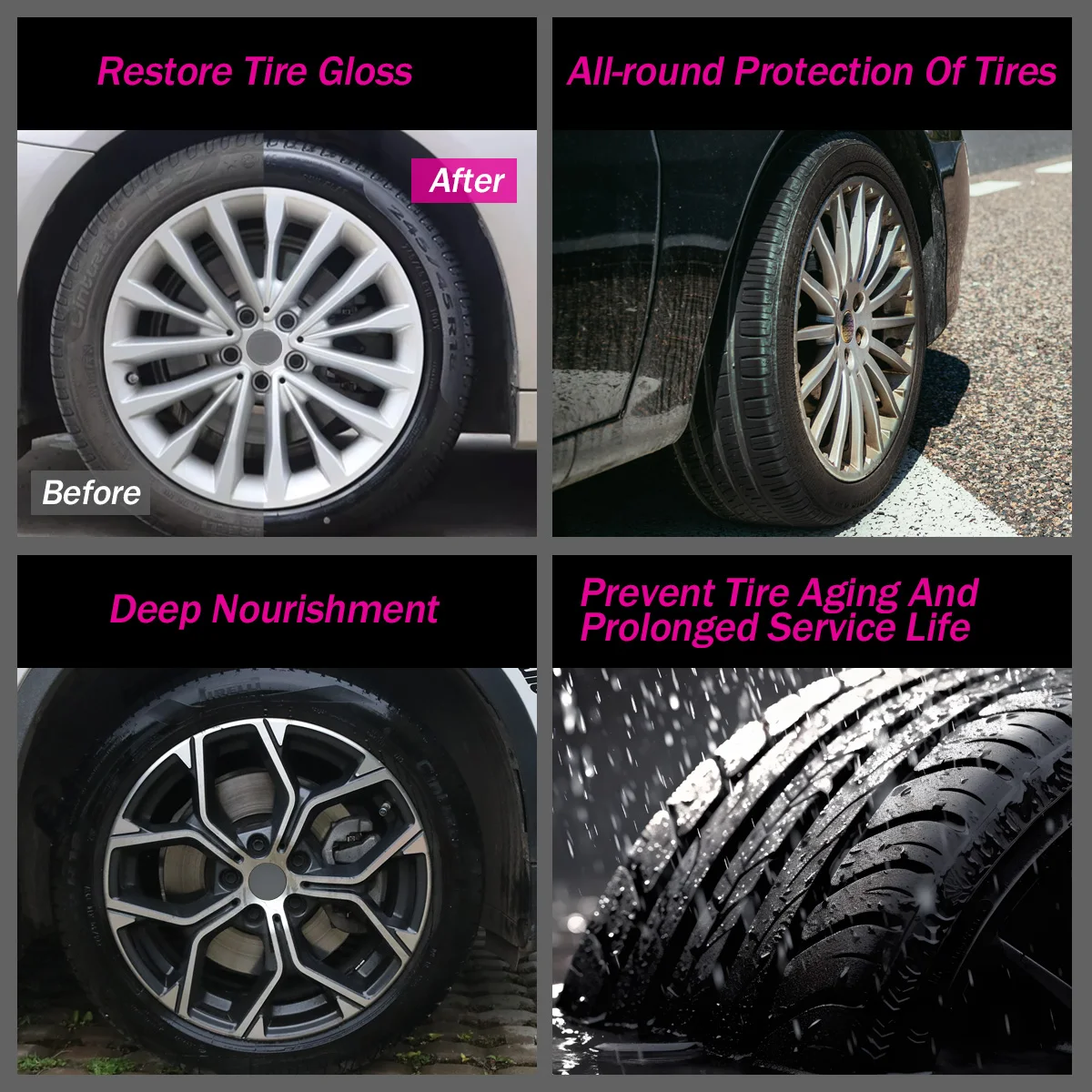 Flamingo F085 500ml Tire Shine Coatings Long Lasting Tyre Refurbishing Agent Cleaner High Gloss Wheel Gloss Spray Wax