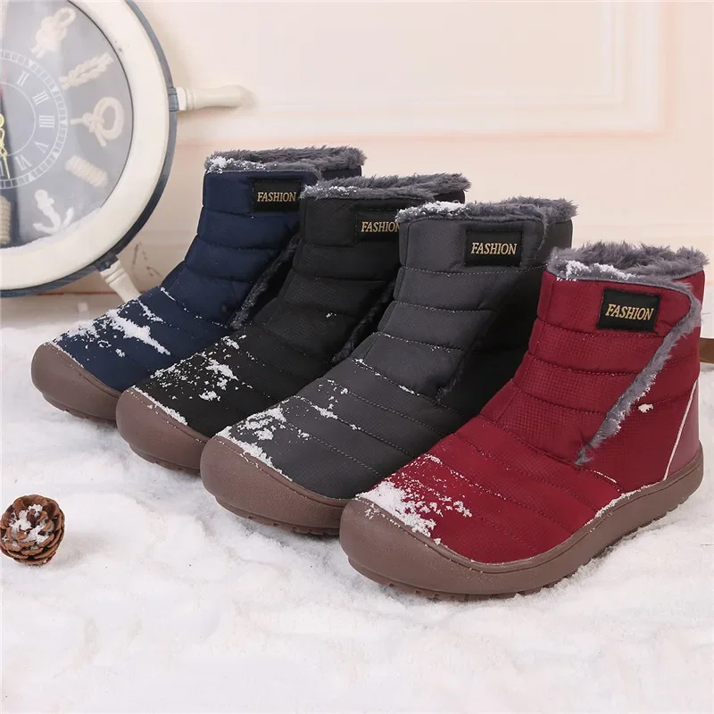 Waterproof Winter Men Boots Plush Warm Large Size Couples Snow Boots Men Work Casual Shoes Sneakers Non-slip Rubber Ankle Boots