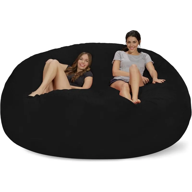 Chill Sack Bean Bag Chair: Giant 8' Memory Foam Furniture Bean Bag - Big Sofa with Soft Micro Fiber Cover - Black