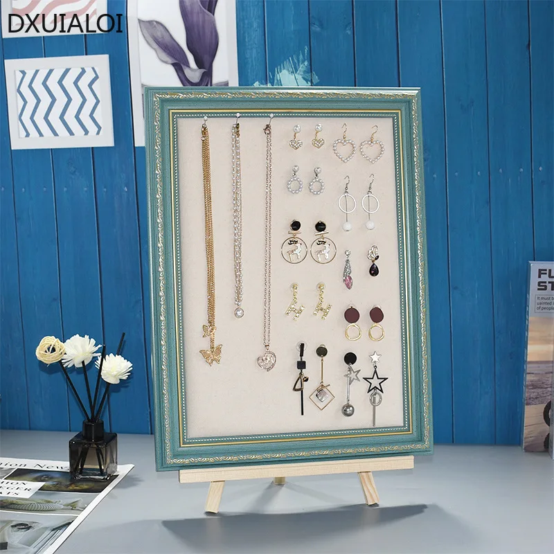 

creative retro photo frame display jewelry stand vertical home dressing table earrings bracelet storage board wall hanging home