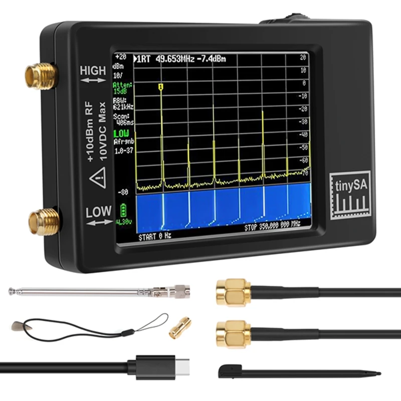 

Upgraded Tinysa Spectrum Analyzer,MF/HF/VHF UHF Input For 0.1MHZ-350MHZ And UHF Input For 240MHZ-960MHZ,Signal Generator