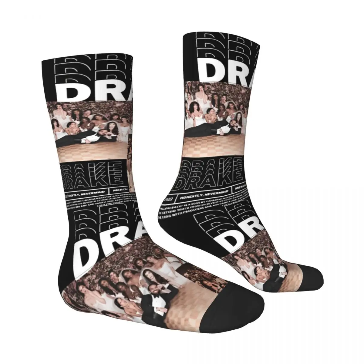 Washed Vintage Rapper Drake Socks Retro Stockings Autumn Anti Bacterial Men's Socks Comfortable Custom Running Socks