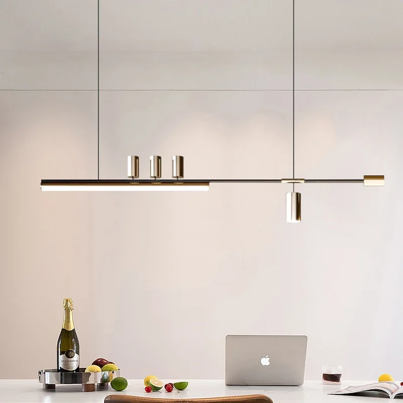 

Minimalist Metal Chandelier Led Pendant Light Parlor Restaurant Study Bedroom Home Decoration Modern Strip Lamp Hanging Lighting