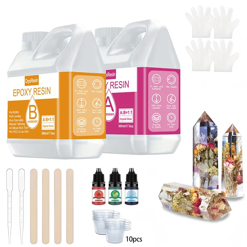

16.9oz Epoxy Resin Kit Crystal Clear Casting Table Top Epoxy Resin Bubble Free Fast Curing Resin For Countertop Jewelry DIY Art