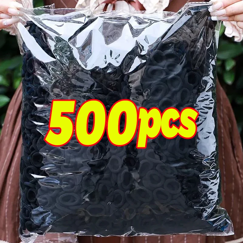 

50/500pcs High Elastic Hair Bands for Women Girls Black Basic Hair Tie Headband Simple Ponytail Holder Headwear Hair Accessories
