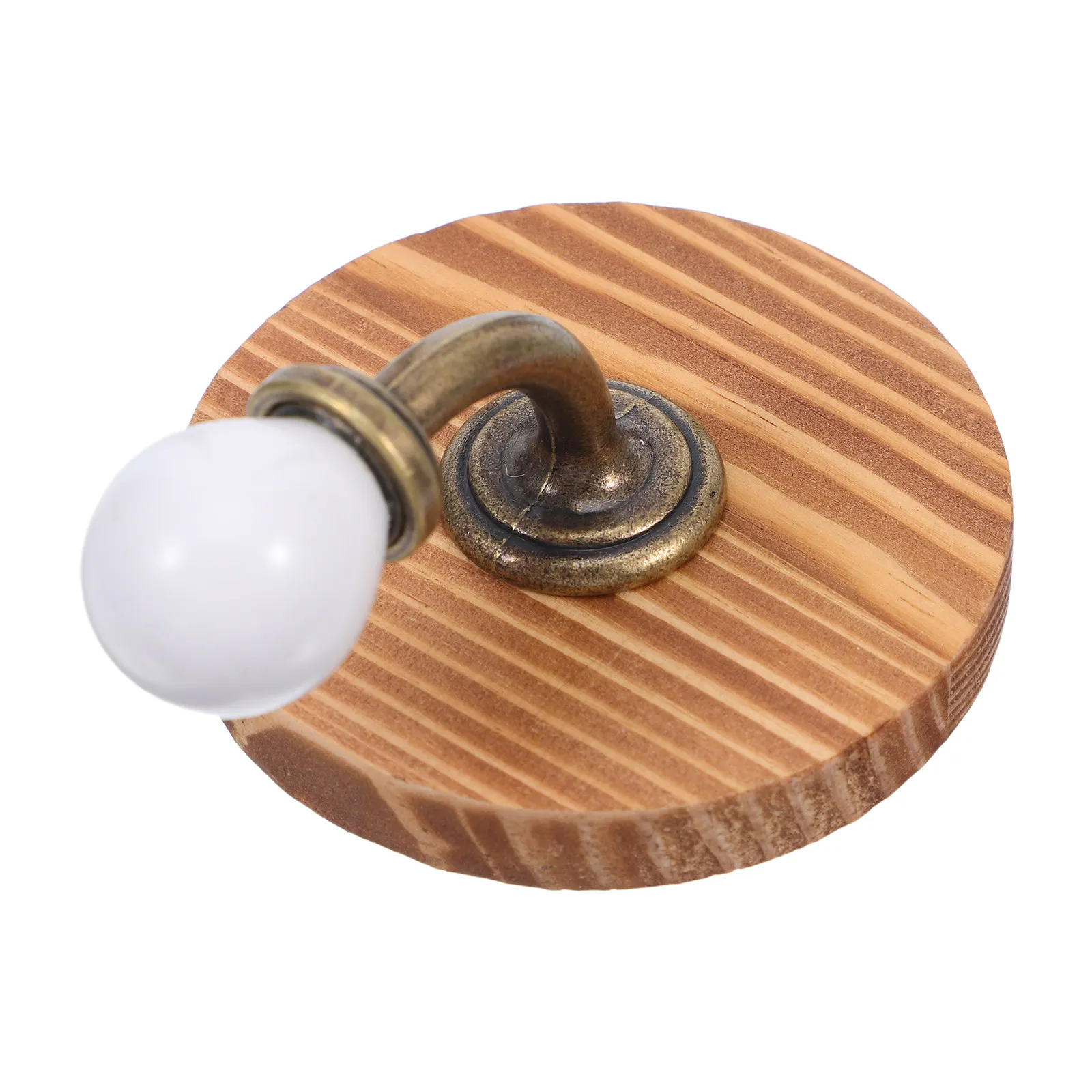 Set of 2 Vintage Wall Mounted Hooks Solid Wood Base Ceramic Knob Bathroom Purse Hanging Metal Hook Mudroom Decorative Backpack
