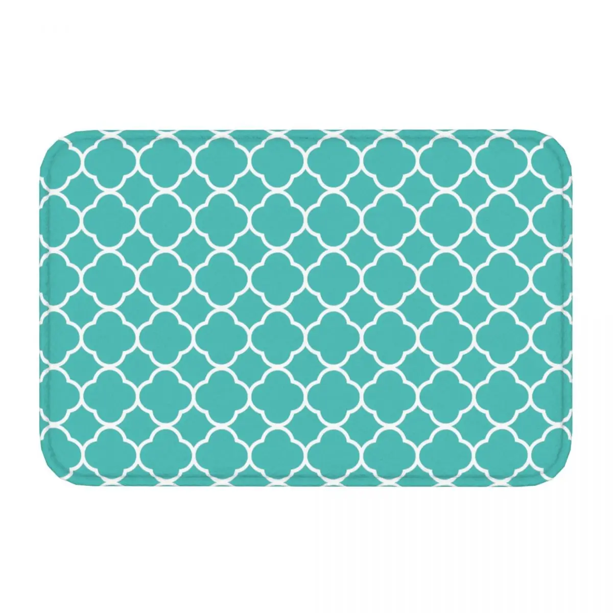 Quatrefoil Pattern Teal Doormat Anti-Slip Entrance Kitchen Bathroom Door Floor Mat Garage Carpet Rug