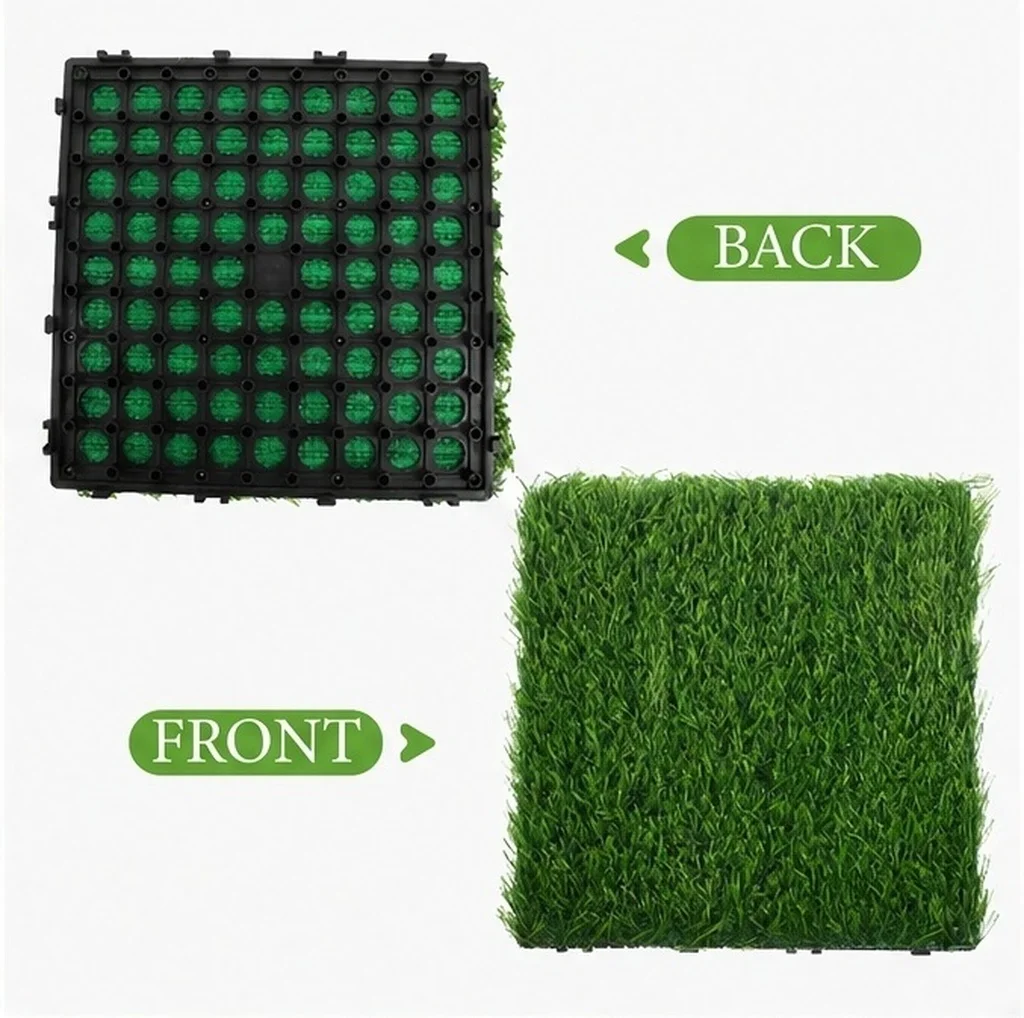 Artificial Grass Tiles Interlocking Realistic Synthetic Turf for Garden Patio Balcony Outdoor Green Outdoor Grass