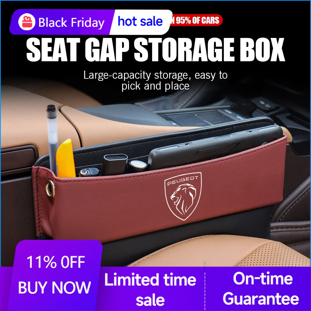 1PC Car Seats Gap Storage Box PU Leather For PEUGEOT 107 206 207 208 307 308 2008 3008 4008 Auto Console Seat Slit Filler Pocket