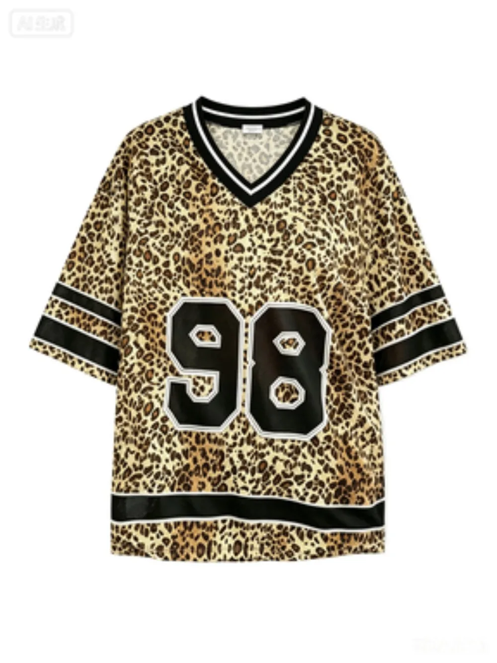 Sommermode Neues Design Modisches Leoparden-3D-Druck V-Ausschnitt Sport-T-Shirt für Männer und Frauen Atmungsaktiv Schnelltrocknend Y2K Familienkleidung – Detail 7
