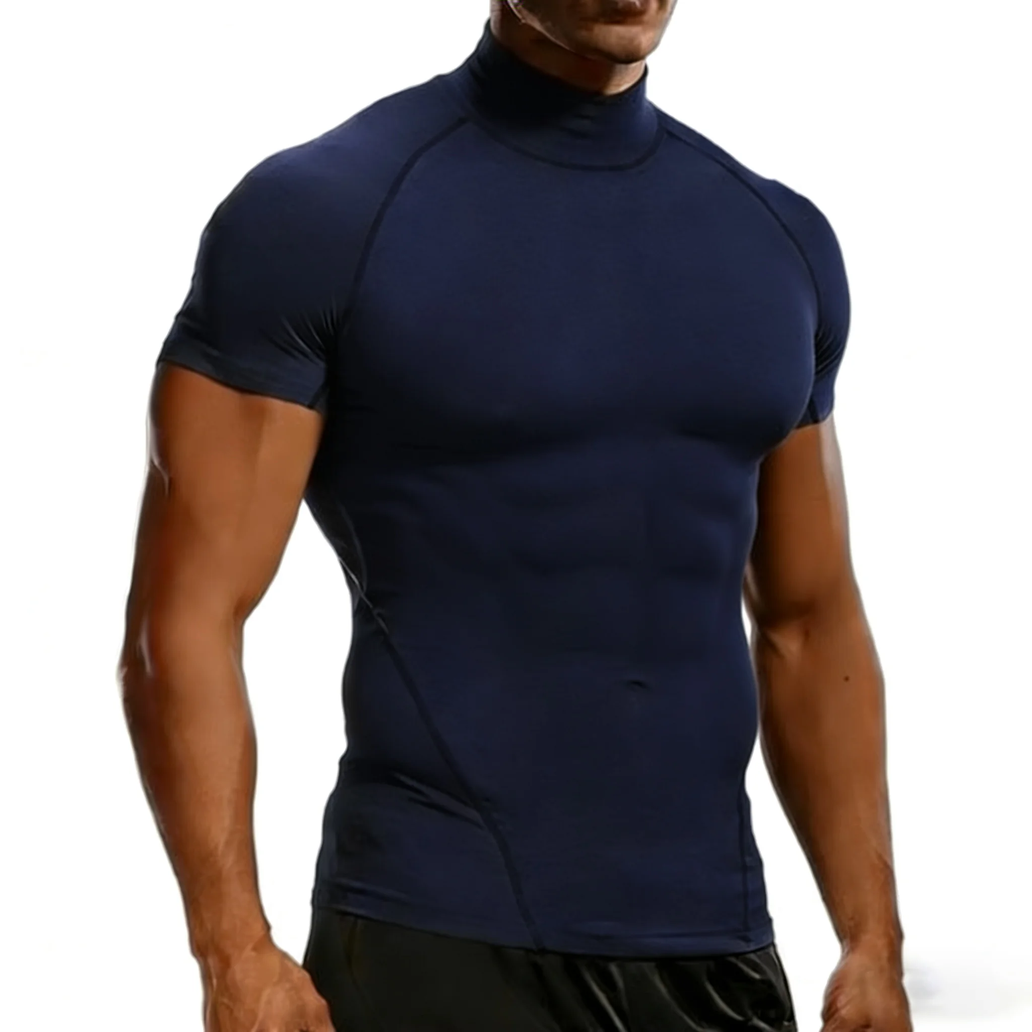 Herren Sport T-Shirt Sommer Kompressions-Oberteil Enganliegendes Fitness-Shirt Workout Training Kleidung Lauf-T-Shirt für Männer – Detail 2
