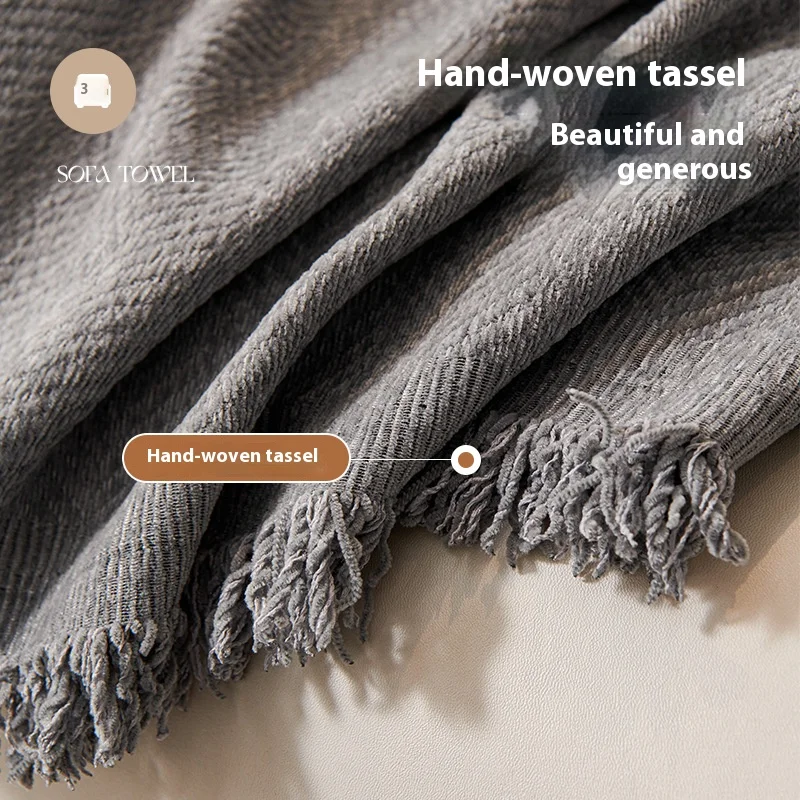 غطاء أريكة المنزل مع شرابة غرفة المعيشة الأرائك غطاء بطانية غطاء أريكة مقعد 3 مقاعد غطاء بطانية أريكة البيج