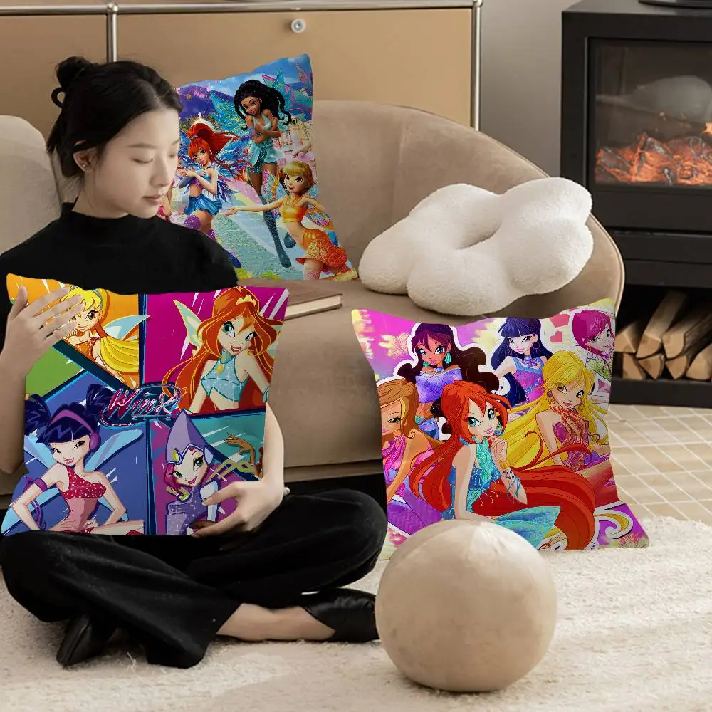 Girl-W-Winx Catoon Clubs Pillow Anime Pillow Sofa Bed Head Pillow Cover Cushion Cover 45x45 Cm Fashion