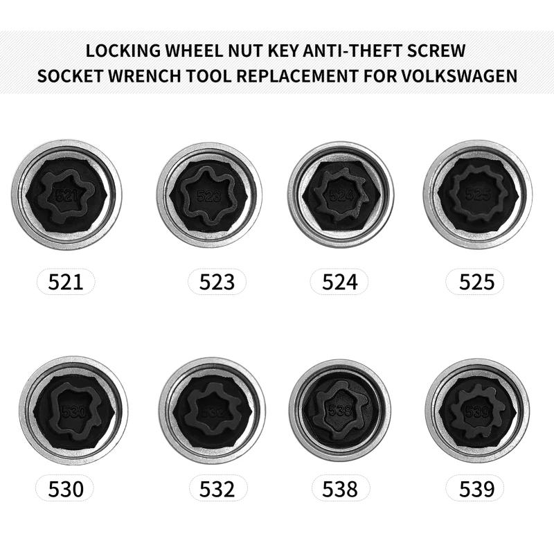 Replacement for Volkswagen Security Master Locking Wheel Nut Key 539/538/530/532/525/524/523 Anti-theft Screw Socket Wrench Tool