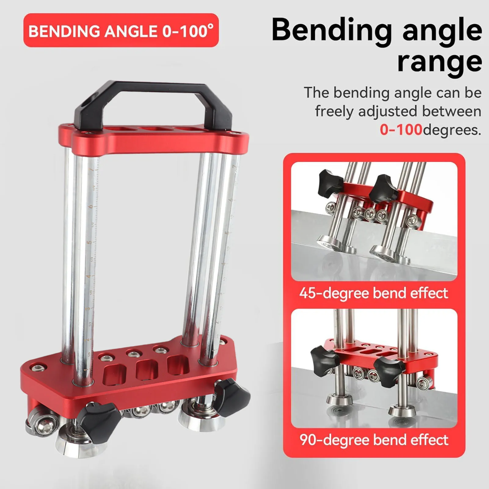 Sheet Metal Roller Portable 2 Station Bender 0-100° Bending Range Metal Roofing Tool for Making 7mm-180mm Bending