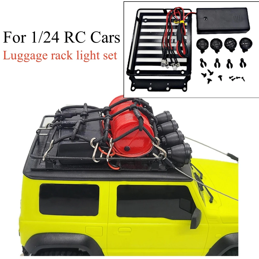 

Набор светильников для багажника на крышу для радиоуправляемых автомобилей 1/24, купольный светильник, комплект обновления багажника с черным аккумуляторным ящиком, аксессуары для игрушек
