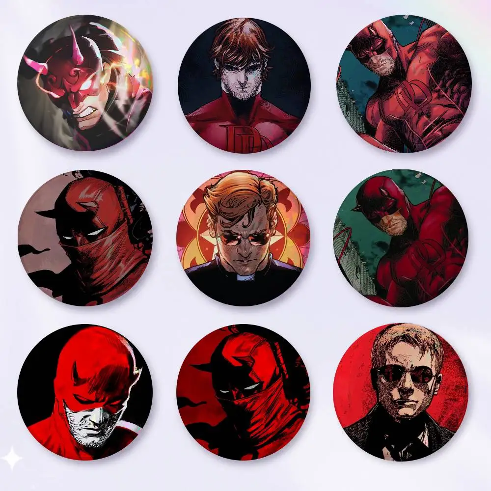 A-D-Daredevil-L Snap-in Pins Cartoon Character Round Creative Brooches For Backpack Accessories Jewelry Gifts