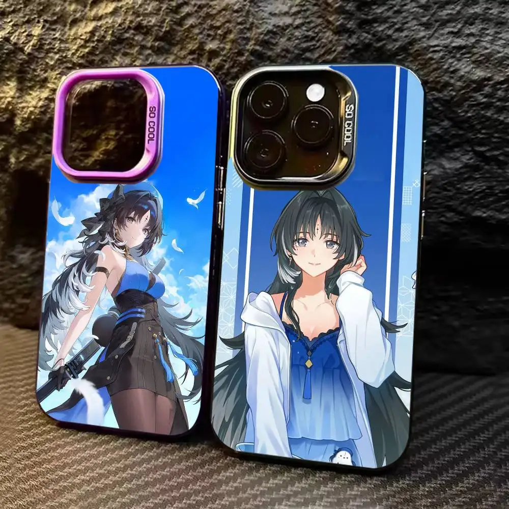 

W-Wuthering Waves Y-Yangyang Phone Case For iPhone 17,16,15,14,13,12,11,Pro Max,Plus black Candy Silver Cover