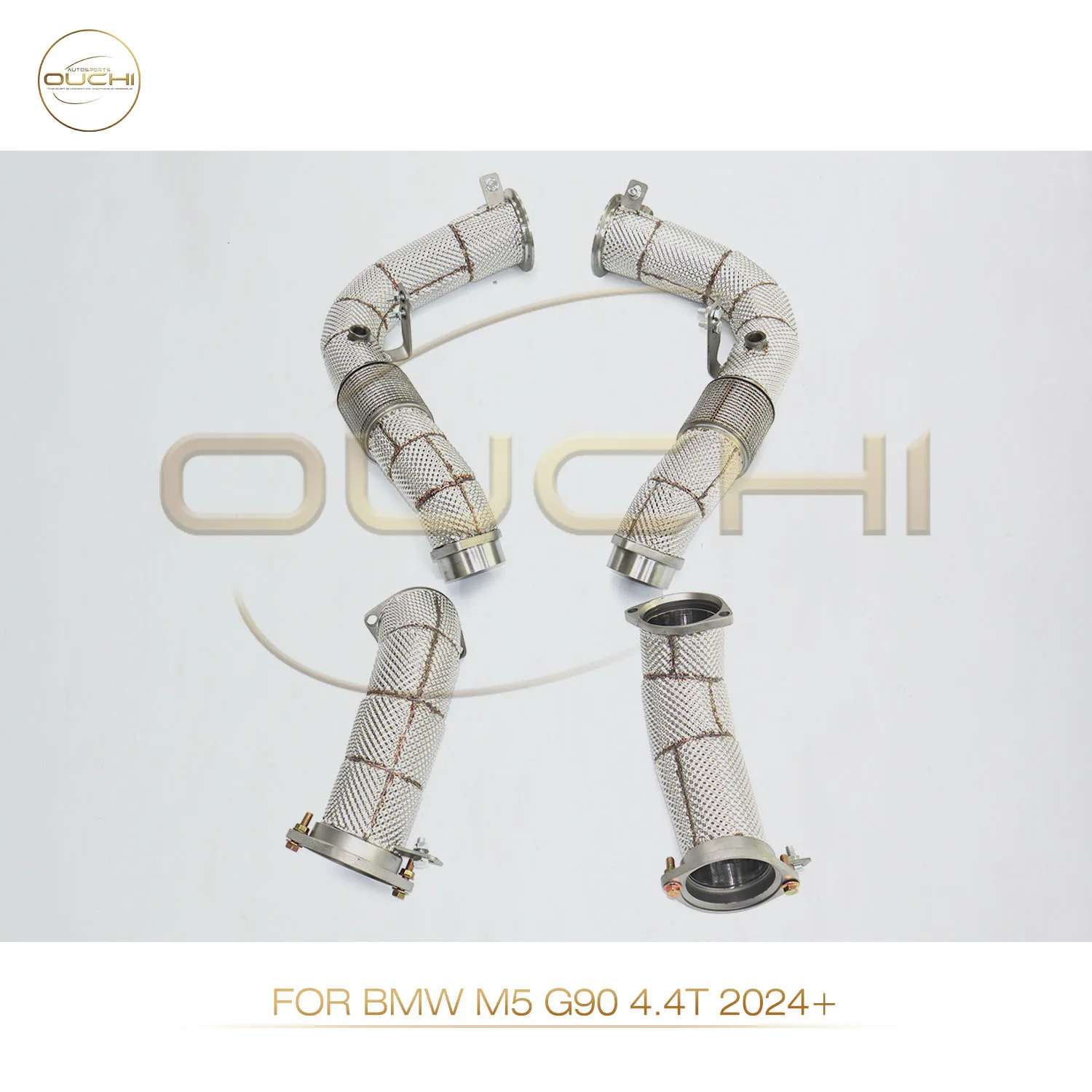 Downpipe per prestazioni di vendita diretta in fabbrica OUCHI per BMW M5 G90 4.4T 2024+ con scarico a tubo dritto con scudo termico