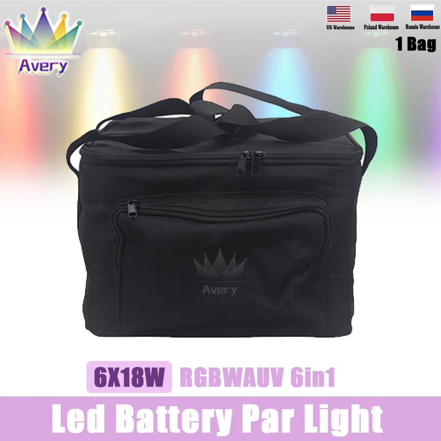 No Tax 1pcs Bag For Battery Operated Wedding Uplight 6x18w RGBWAUV Led Wireless DMX Wifi Remote Control Dj Par Sound Party