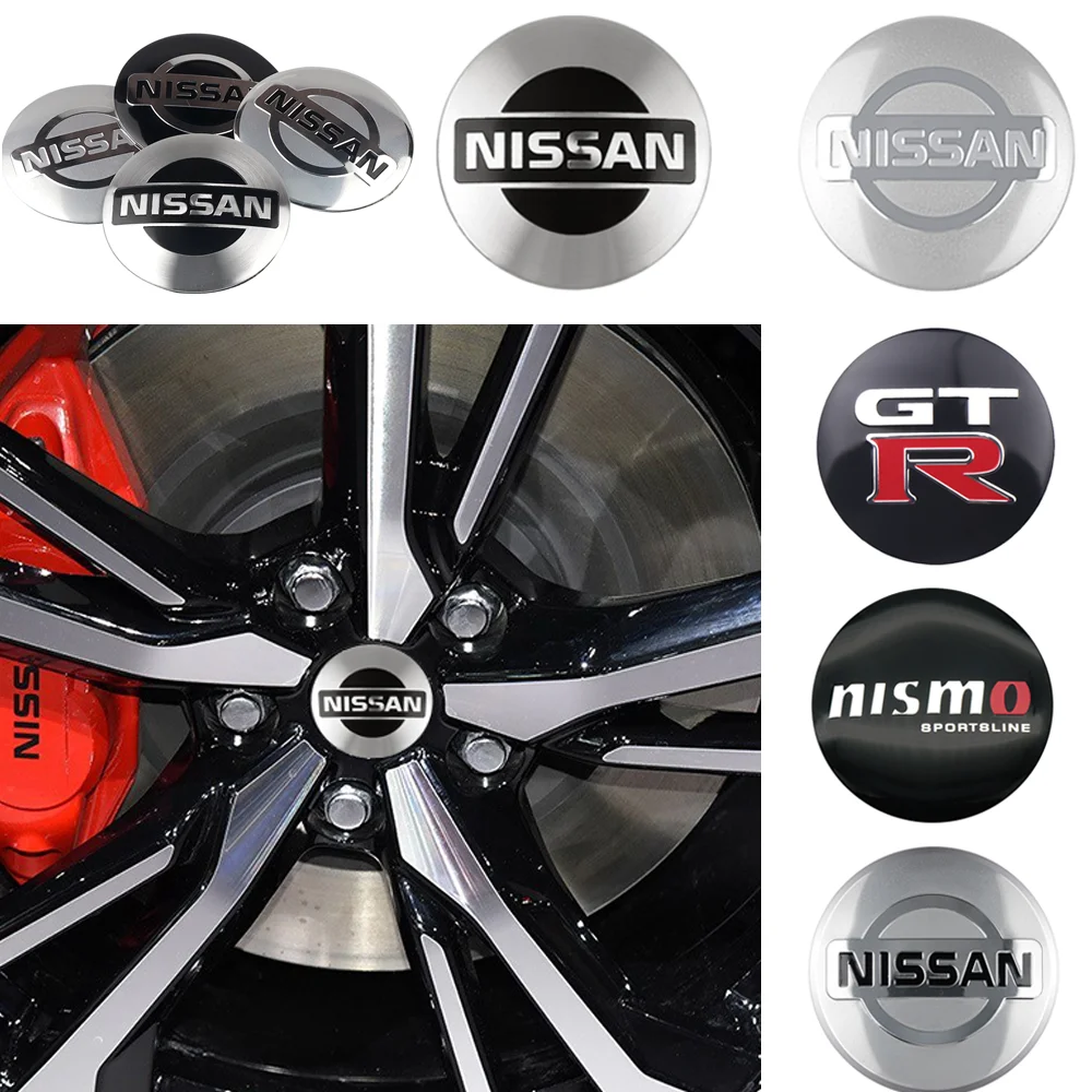 4 pezzi 56mm centro ruota auto mozzo caps adesivo emblema in alluminio per Nissan Qashqai Tiida Leaf Juke Patrol X-trail T32 GTR Nismo Nota