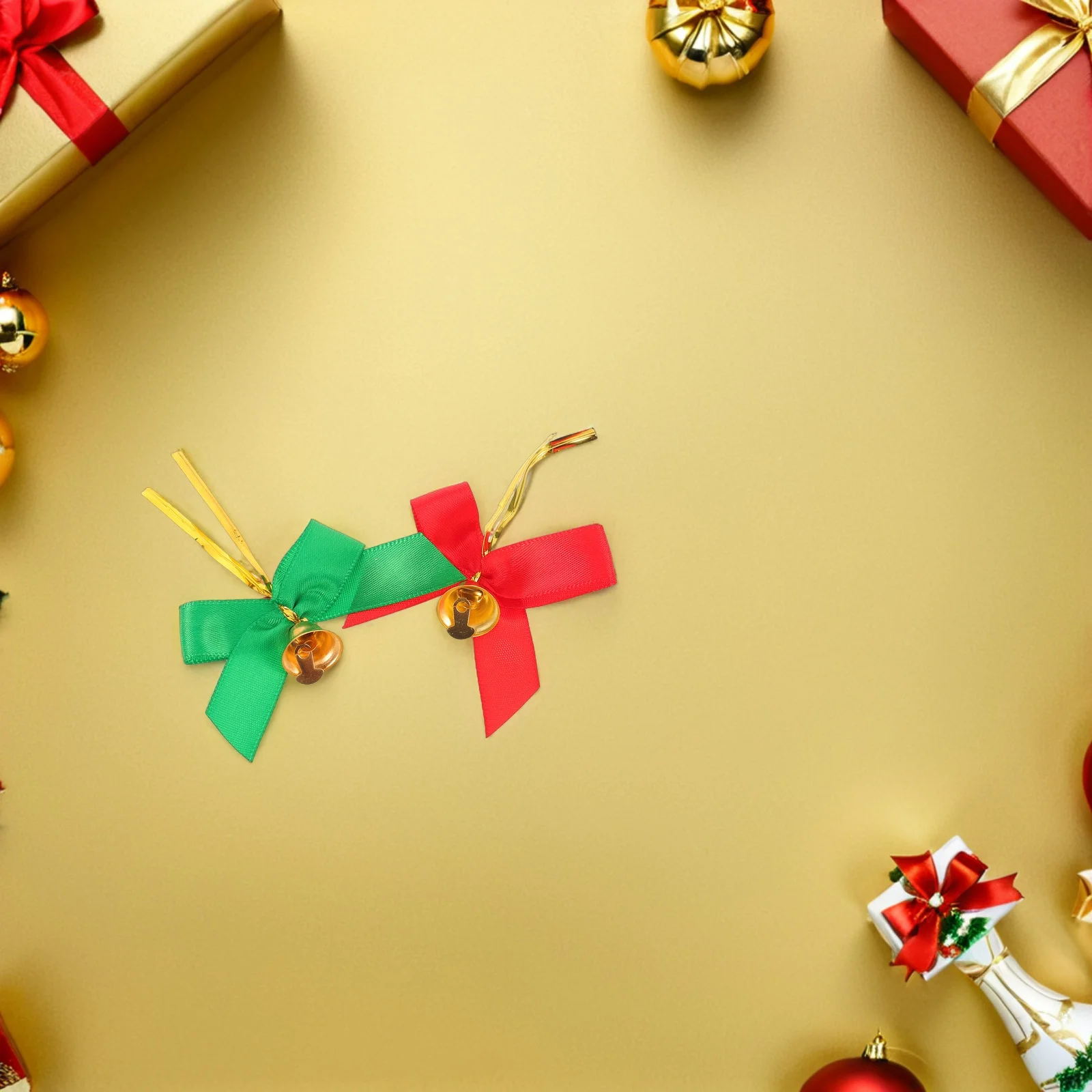 

20Pcs Christmas Tree Hanging Decor Mini Bowknot Ribbon Bows Bells Garland Wreath Wedding Craft Decoration Bell Ornaments