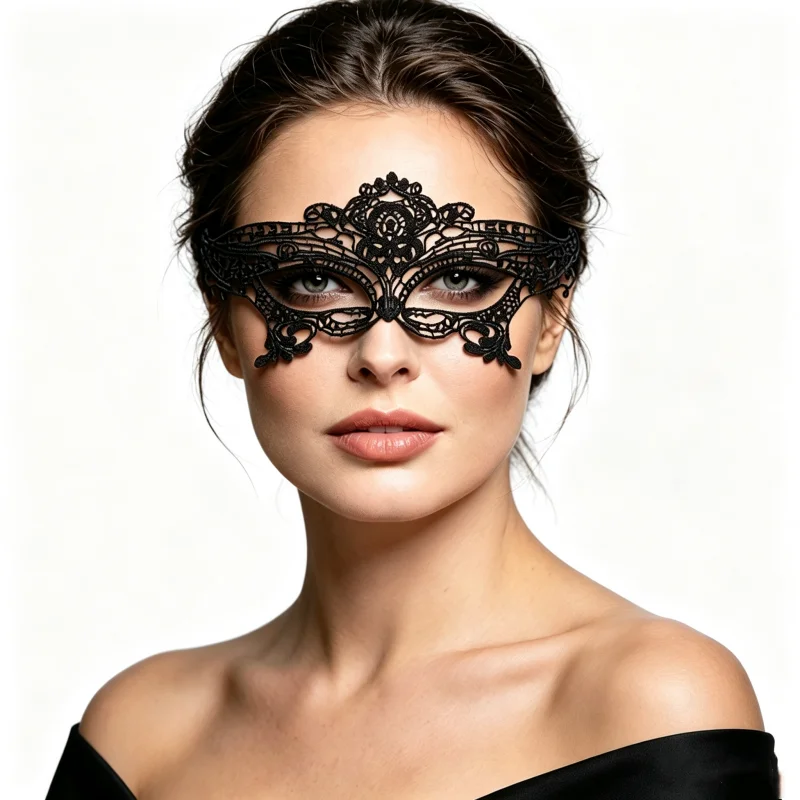 Sexy Frauen Schwarz Spitze Floral Augenmaske Maskerade Prom Gesichtsmaske Prinzessin Königin Party Make-Up Cosplay Nachtclub Spitze Maske Requisiten – Detail 18