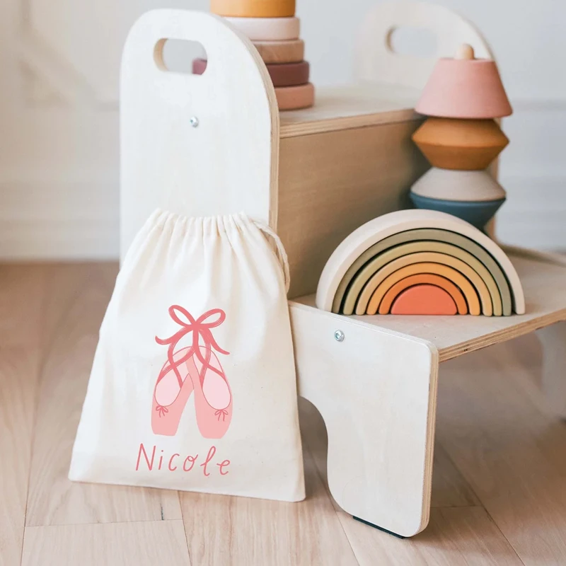 

Personalized Name Ballet Birthday Drawstring Gifts Bags Custom Girls Happy Birthday Party Decoration Gifts Baby Shower Supplies