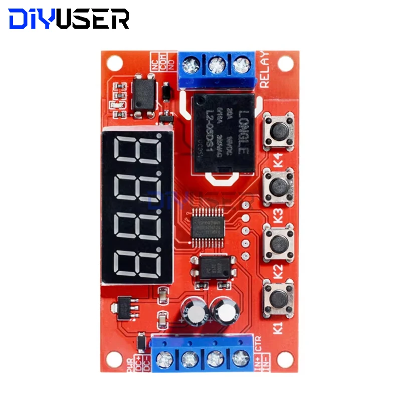 Módulo de relé de atraso de tempo ajustável 5-24v dc 10a interruptor de temporizador digital para bomba de motor luz led arduino controle industrial