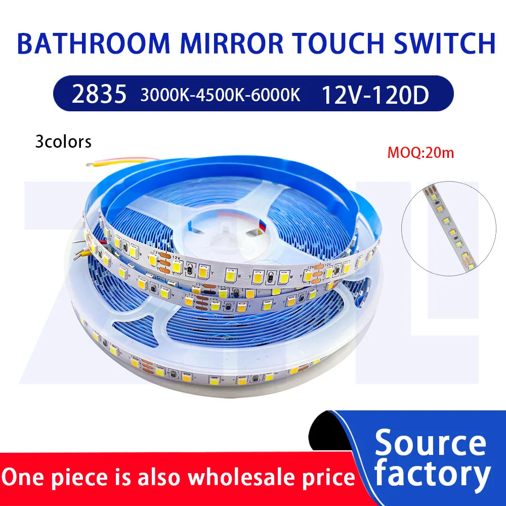 12V120D Smart bathroom cabine strip Smart Bathroom Mirror Sensor LED Strip Light2835 3colors CCT dimmable Strip light controller