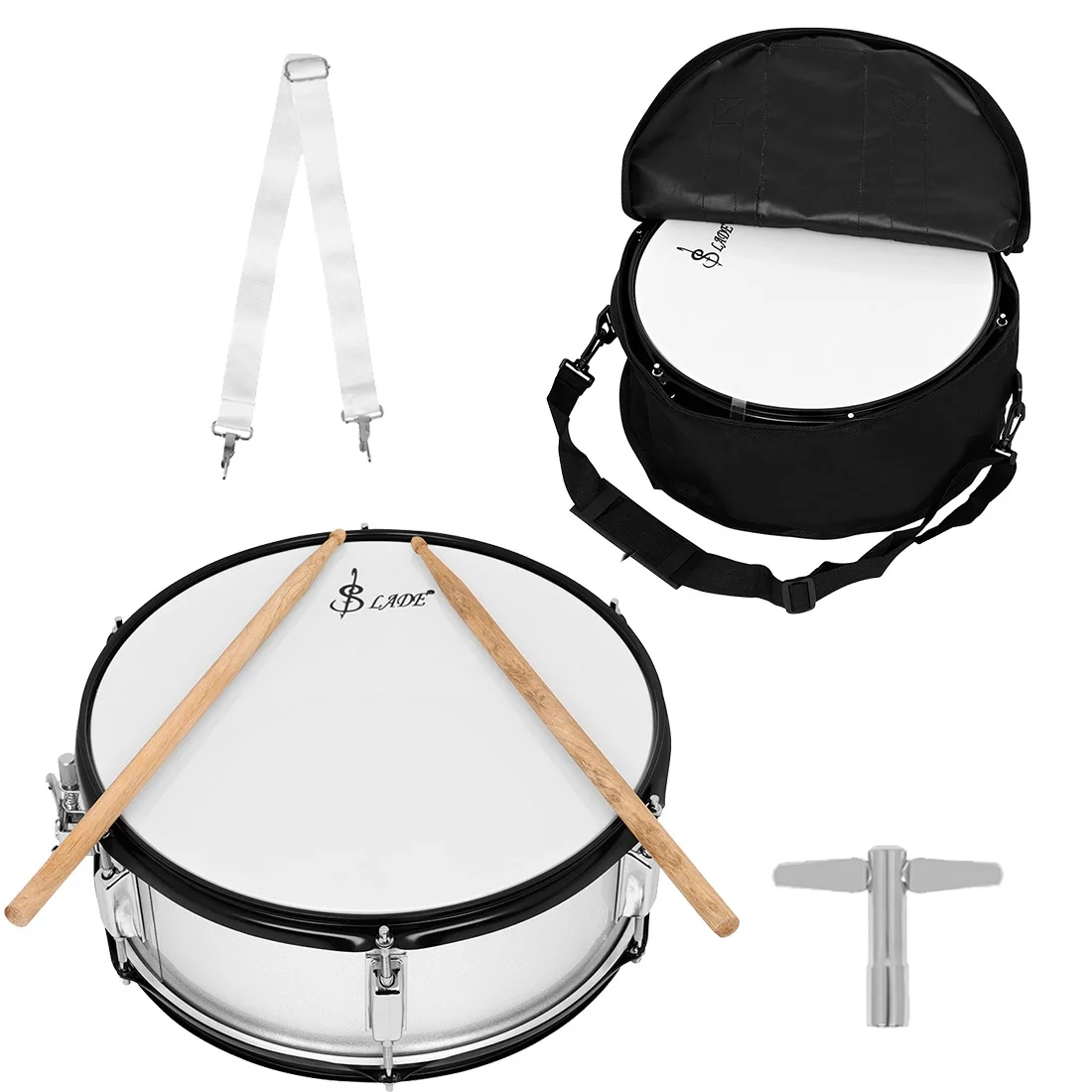 Professional 14 Inch Snare Drum, Marching Band Instrument, Student Adult Use, Drum Bag and Sticks Included