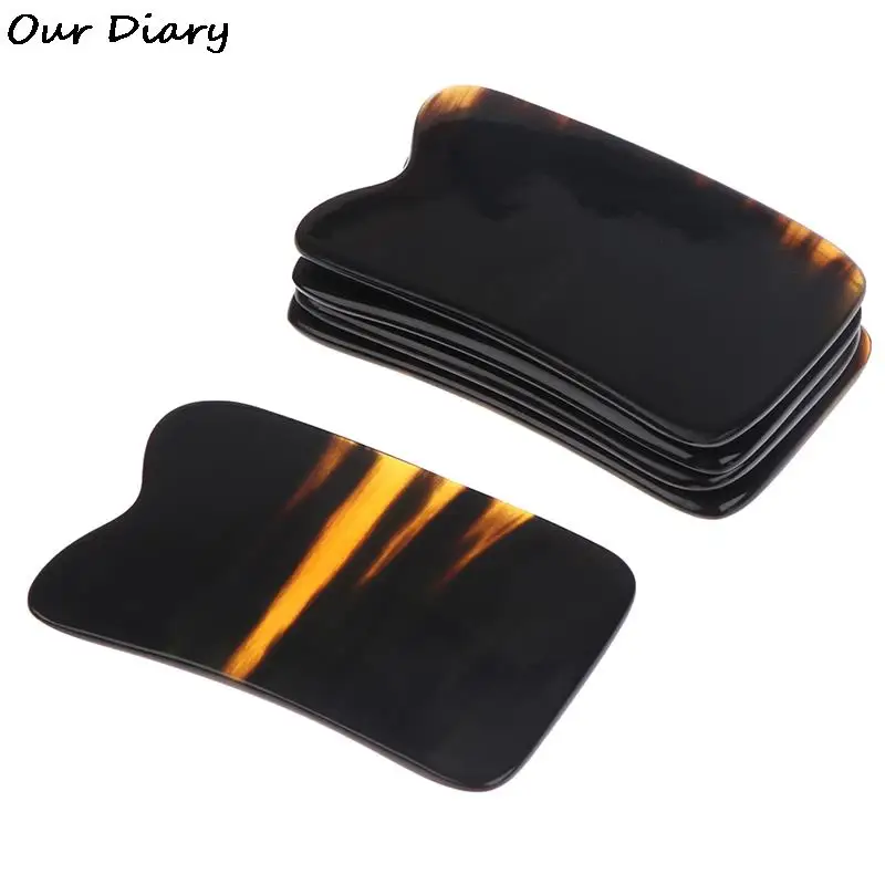 New New 1pc Natural Horn Guasha Board Scraping Plate Massage Tool SPA Acupuncture Gouache Scraper Body Massager Health Care Tool