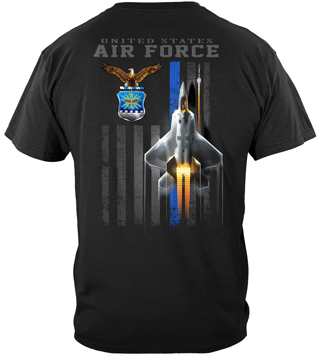 Bald Eagle Crest and Shield American Flag Jet Fighter US Air Force T-Shirt. Summer Cotton O-Neck Short Sleeve Mens T Shirt New