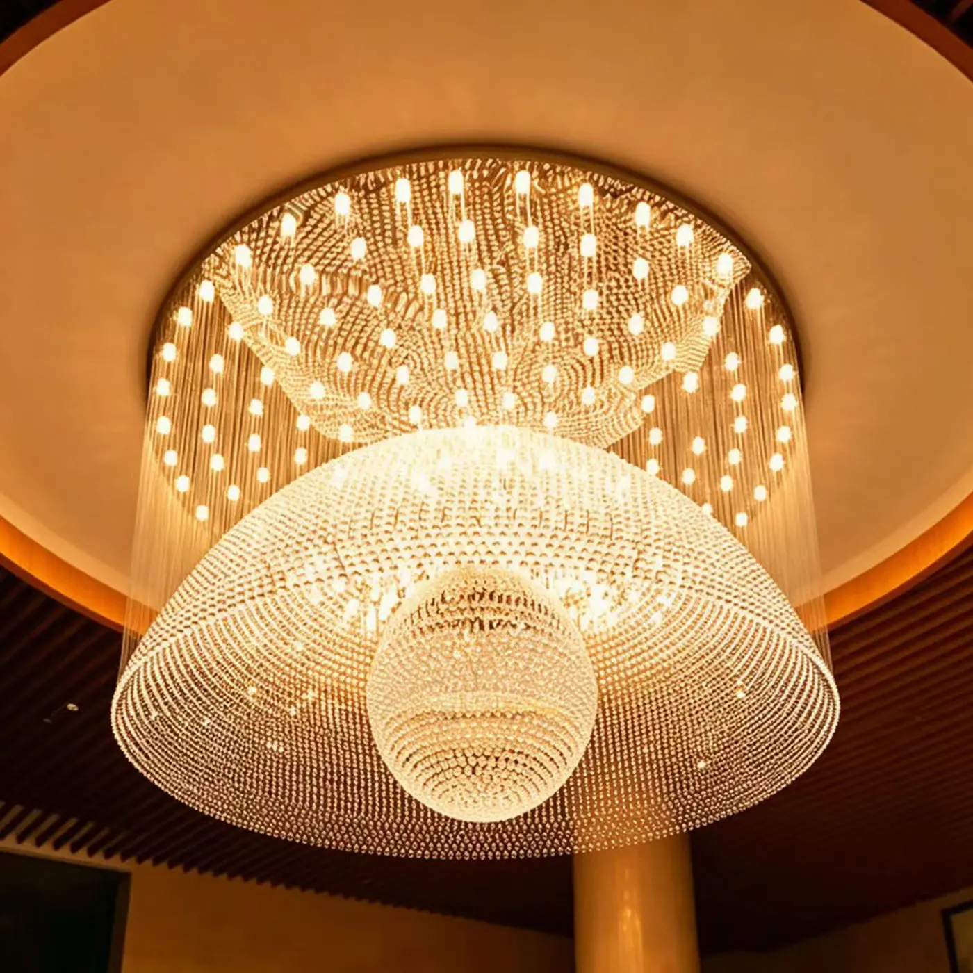 Advanced Led Crystal Branch Circular Pendant Light Suitable For Home Decoration Living Room Lobby Staircase Lighting Fixtures