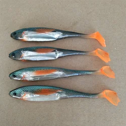 Swolfy 4pcs 12cm 9.9g Soft Bait Swimbait Paddle Tail Soft Plastic Lure Shad Lure Rainbow Color Sequin Swimbait Soft Worm