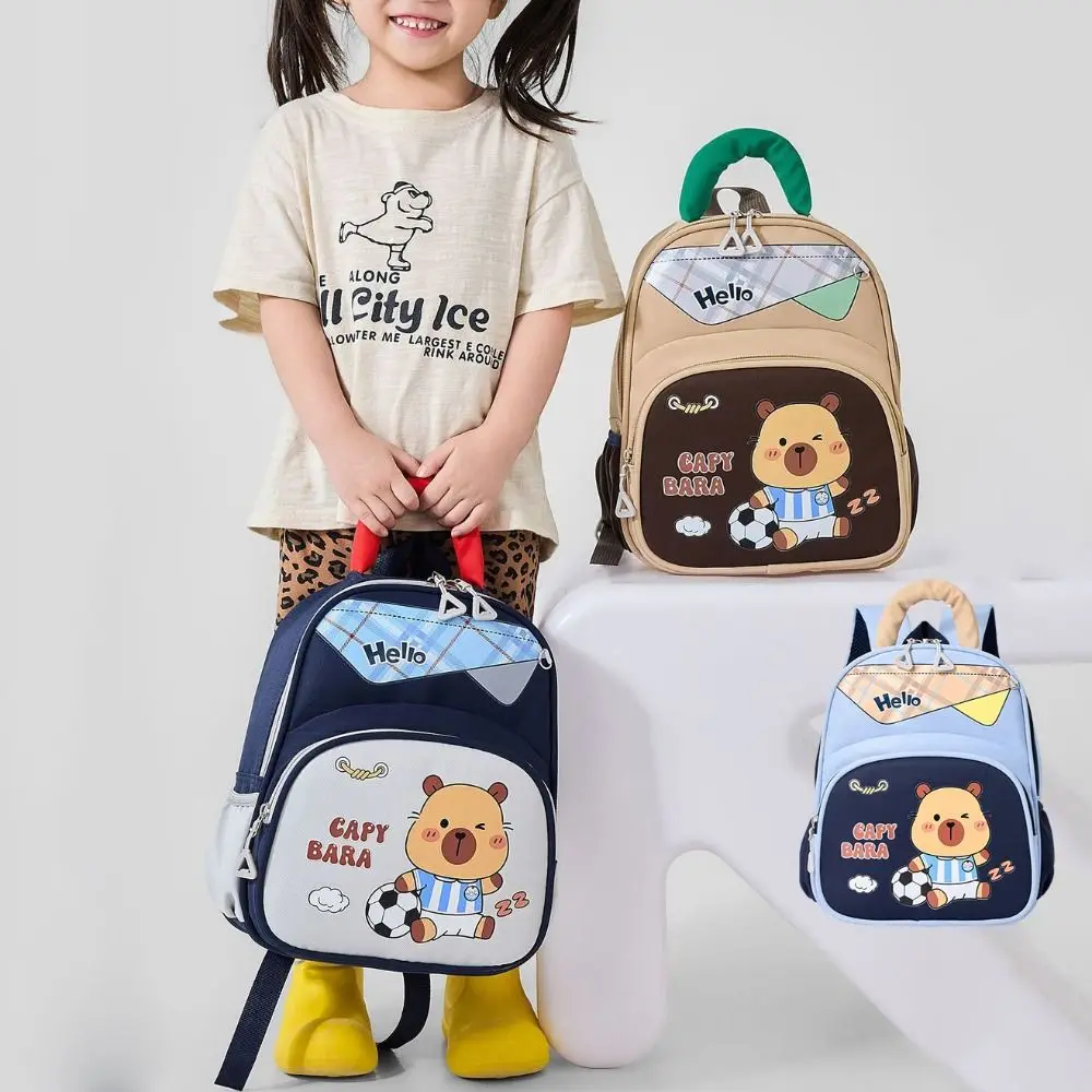 

Kawaii Cartoon Capybara Backpack Nylon Large Capacity Capybara School Bag Multi-pocket Lightweight Kindergarten Backpack