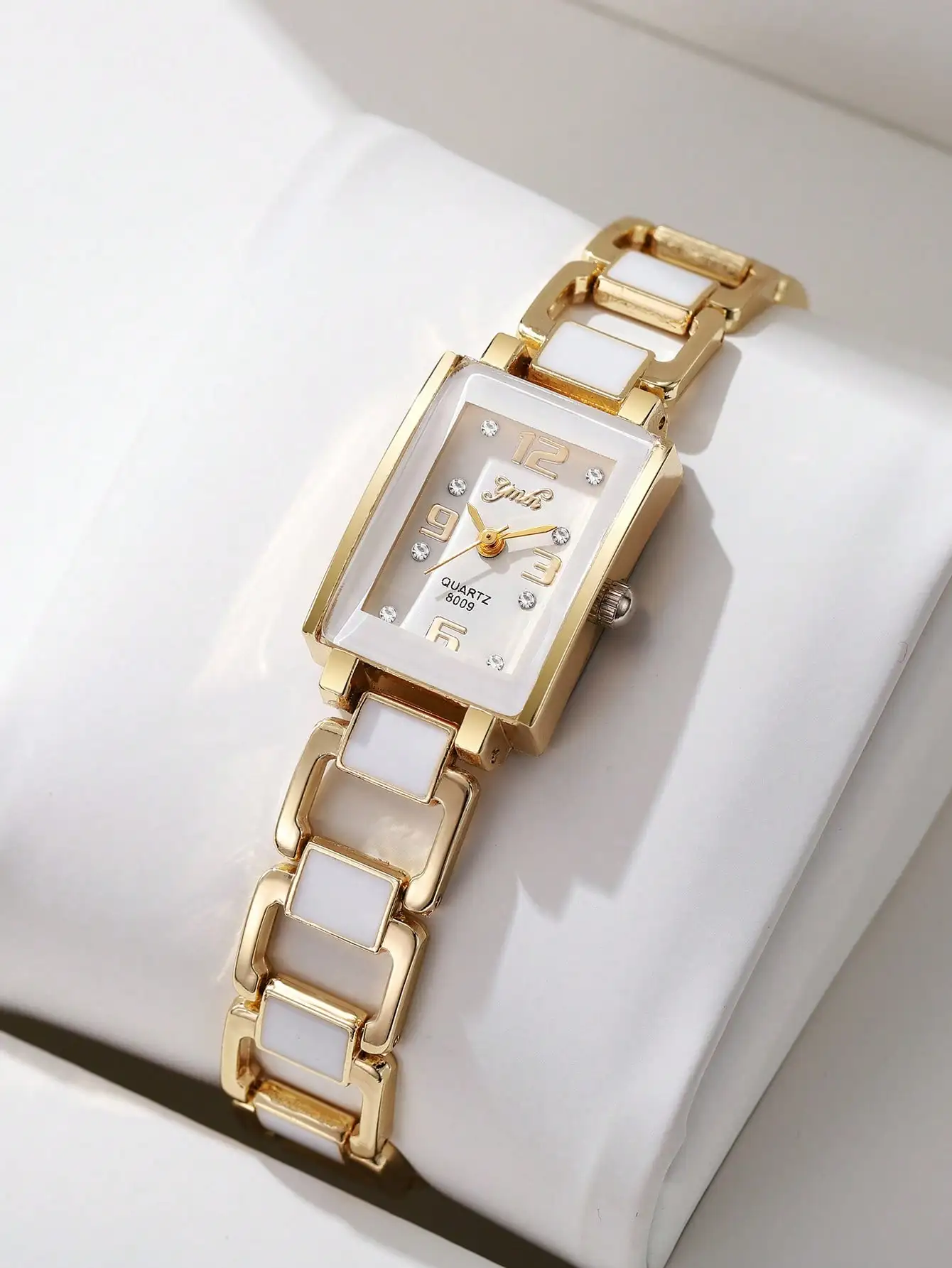 

Элегантные женские часы с квадратным циферблатом золотистого цвета и керамическим ремешком, минималистичные кварцевые часы