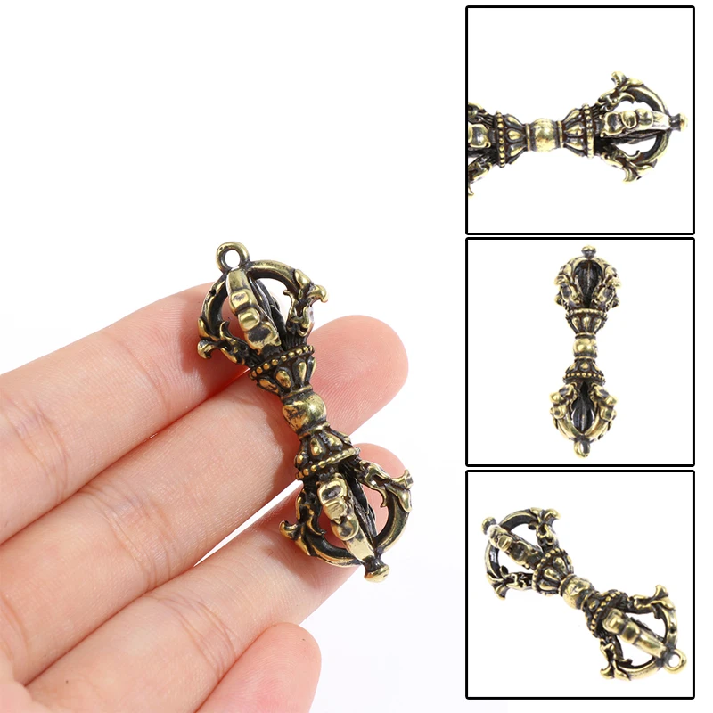 (BF06)Bronze Vintage Brass  Handcraft  Copper Five Shares Dorje Vajra Pestle Key Ornaments Home Desk Decoration
