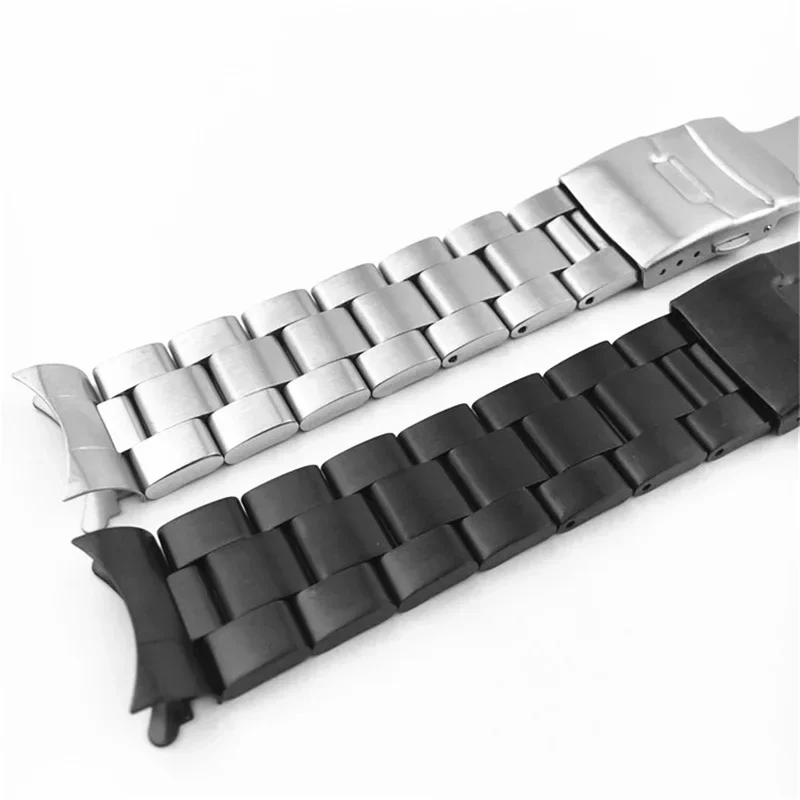Horloge Bnad Duiken Horloge Met Gebogen Stalen Massief Dubbele Veiligheidssluiting 20 22Mm Band Voor Seiko Casio Armani Tissot Burger Horloge