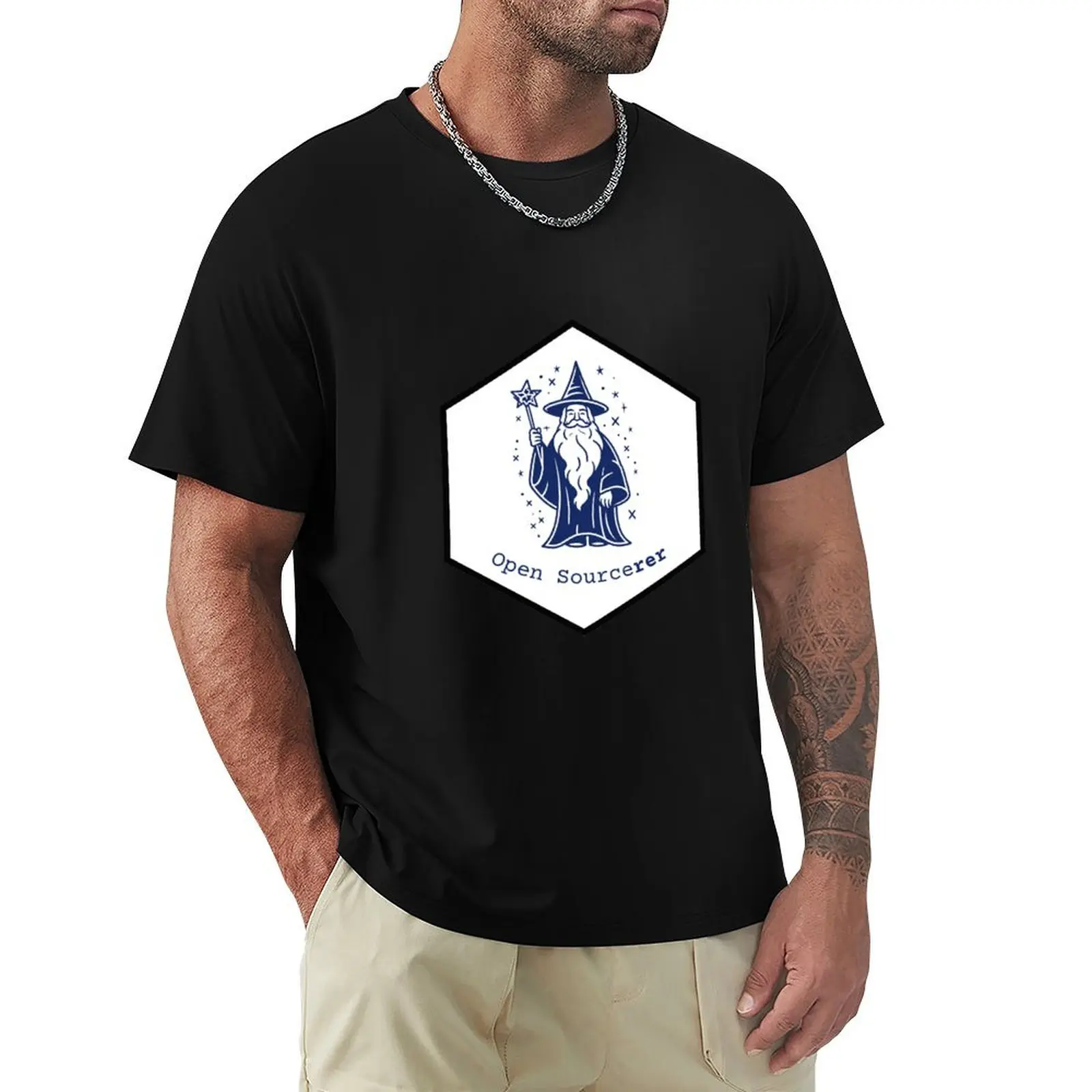 Open Sourcerer! Open Source Wizard - Large T-Shirt Moisture Wicking Quick Dry Tee