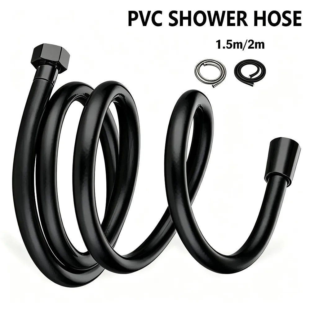 1.5m/2m PVC Flexible Shower Hose Handheld Shower Head Replacement Pipe, Universal Fittings for Bathroom Shower Fixtures
