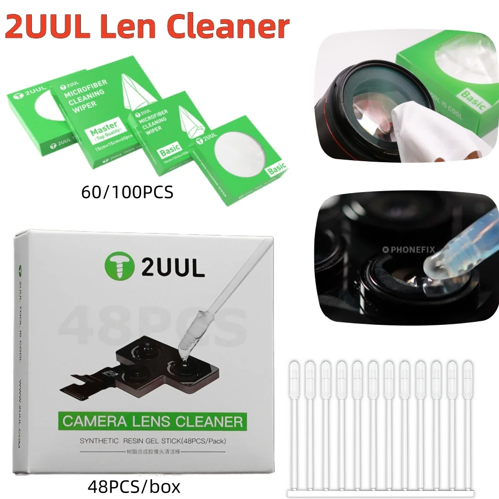 2UUL Camera Lens Cleaner Resin Synthetic Stick Quick Dust Fingerprint Removal Cloth for Phone Screen Glass Lens Cleaning Set